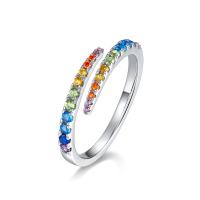 Rainbow Pavé Silver Band Ring