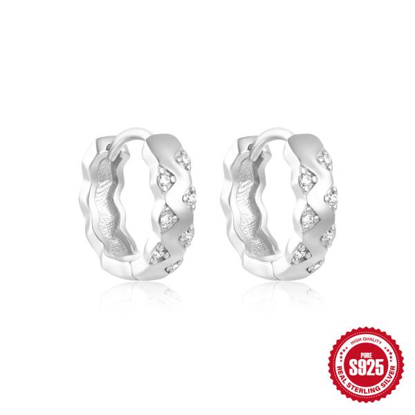 Sterling Silver Pavé Huggie Earrings
