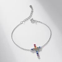 Silver Rainbow Cross Chain Bracelet