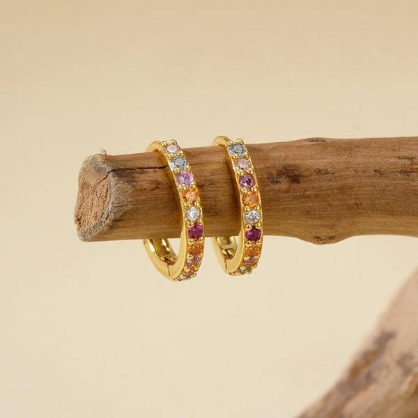 Gold Multicolor Pavé Small Hoop Earrings