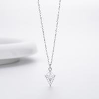 Silver Geometric Cubic Zirconia Pendant Necklace