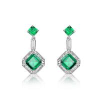Sterling Silver Emerald Dangle Earrings