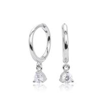 Silver Cubic Zirconia Dangle Huggie Earrings