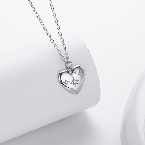 Silver Celestial Heart Pendant Necklace