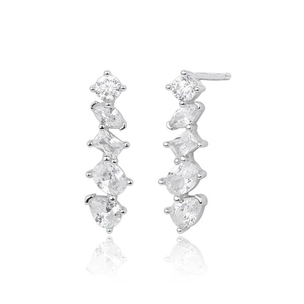 Silver Cubic Zirconia Climber Earrings
