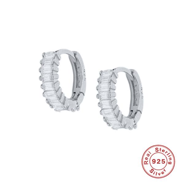 925 Silver Cubic Zirconia Huggie Earrings