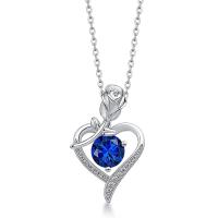 Sterling Silver Blue Heart Pendant Necklace