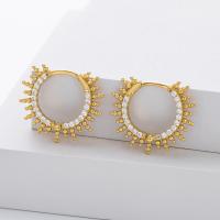 Gold Sunburst Cubic Zirconia Hoop Earrings