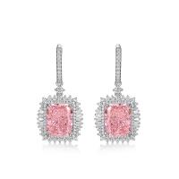 Pink Cubic Zirconia Halo Drop Earrings