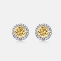 Yellow Diamond Halo Stud Earrings