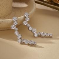 Silver Bezel-Set Climber Earrings