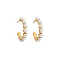 Gold Pearl Hoop Earrings