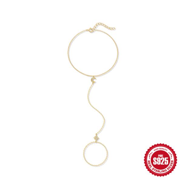 925 Silver Gold-Tone Celestial Chain Bracelet