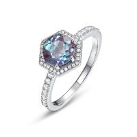Silver Blue Topaz Halo Ring