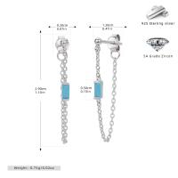 Silver Blue Stone Dangle Earrings