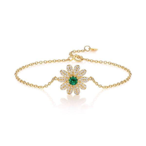 Floral Emerald Gold Bracelet