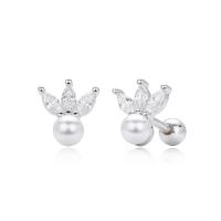 Silver Crown Stud Earrings
