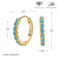 Gold Turquoise Zircon Small Hoop Earrings