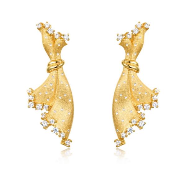 Gold Cubic Zirconia Dangle Earrings