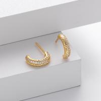 Gold Pavé Braided Huggie Earrings