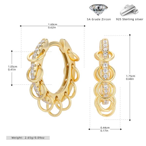 Gold-Plated Zircon Huggie Hoop Earrings