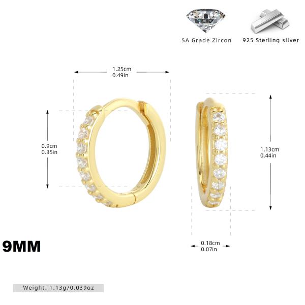 Gold Zircon Huggie Earrings