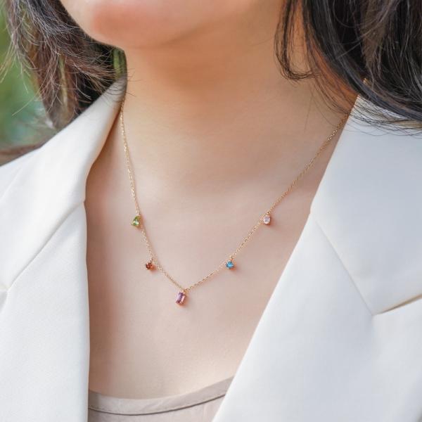 Gold-Yellow Multicolor Station Necklace