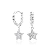 Silver Pavé Star Charm Huggie Earrings