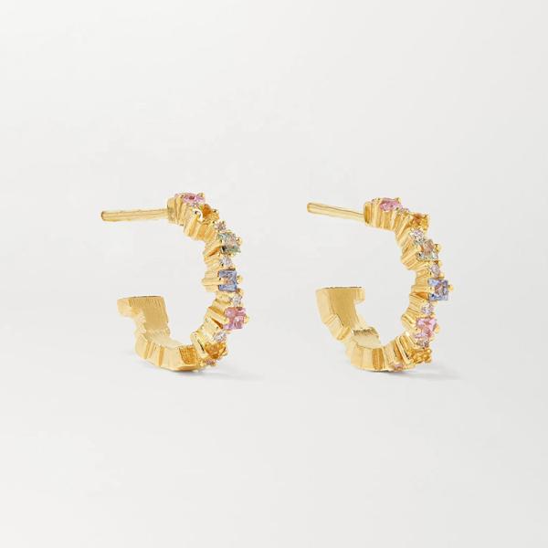 Multicolor Geometric Small Hoop Earrings