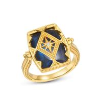 Gold Geometric Blue Stone Ring