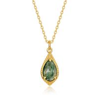 Gold Jade Teardrop Pendant Necklace