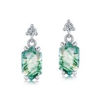 Sterling Silver Green Stone Drop Earrings