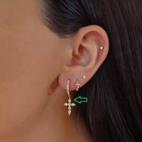 Gold Cross Cubic Zirconia Dangle Earrings