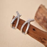 Silver Pavé Medium Hoop Earrings