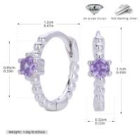 Silver Purple Zircon Huggie Earrings