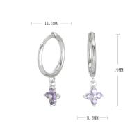 Silver Amethyst Floral Huggie Earrings