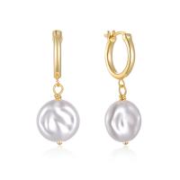Gold-Plated Baroque Pearl Hoop Earrings