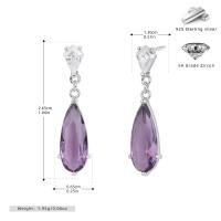 Purple Zircon Silver Drop Earrings