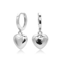 Silver Heart Huggie Earrings