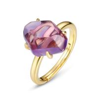 Purple Resin Gold Solitaire Ring