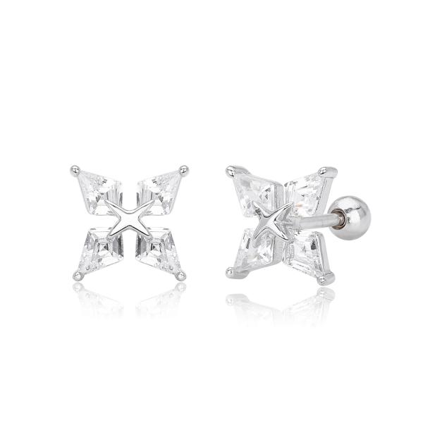 Silver Star Cubic Zirconia Stud Earrings