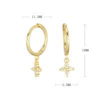 Gold Clear CZ Floral Huggie Earrings