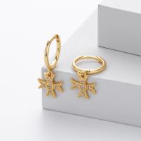 Gold Pavé Star Hoop Earrings