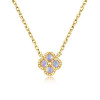 Gold Opal Floral Pendant Necklace