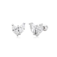 Silver Butterfly Cubic Zirconia Stud Earrings