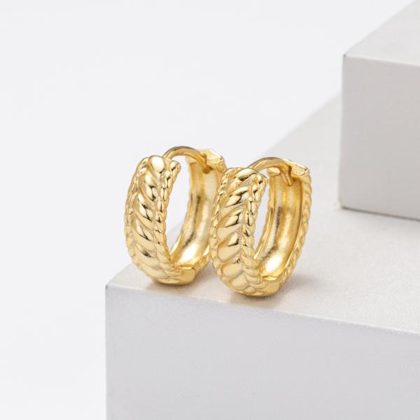 Textured Gold Small Hoop Earrings