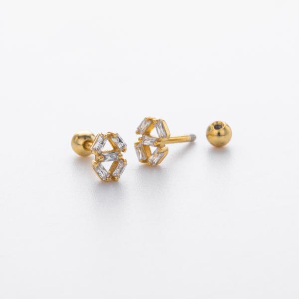 Gold-Tone Geometric Stud Earrings