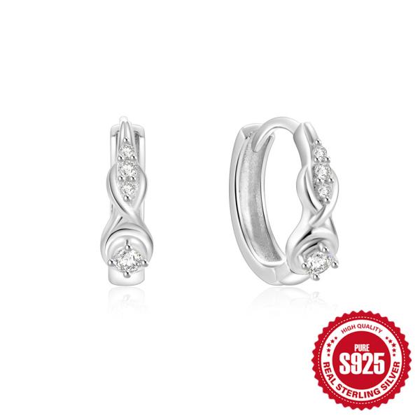 Sterling Silver Cubic Zirconia Huggie Earrings