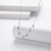 Silver Station Necklace with Cubic Zirconia