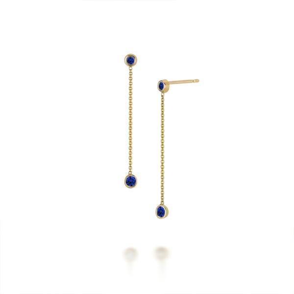 925 Silver Blue Stone Threader Earrings